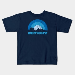 Detroit Vintage Sunrise - Football Colors Kids T-Shirt